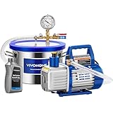 VIVOHOME 1.5 Gallon Vacuum Chamber with Pump, Stainless Steel Vacuum Degassing Chamber Kit with 3.5 CFM 1/4 HP Single Stage Vacuum Pump and Oil