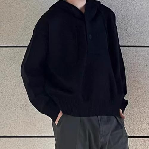 Mens Oversized Knit Sweater Hoodie Essentials Trendy Sweatshirts Loose Lazy Hoodie Baggy Streetwear3