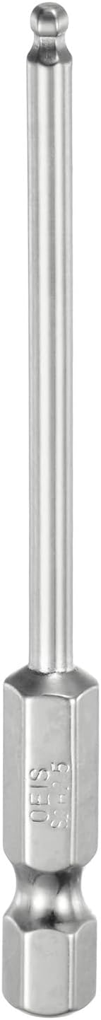 Ball End Hex Screwdriver Bit Set 2.5mm (H2.5) Size 1/4" Hex Shank 75mm (3") Long Magnetic Ball Head Bits S2 Steel Metric Screw Driver Bit
