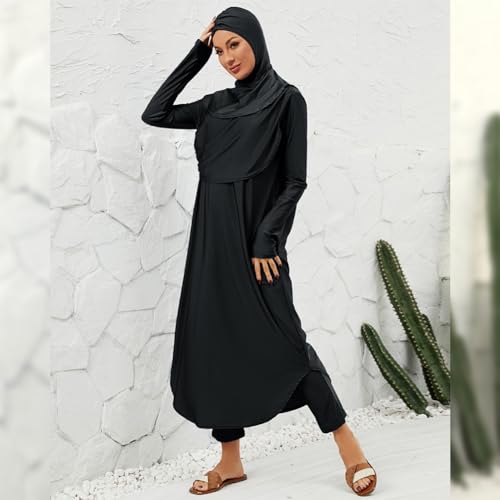 Muslim Swimsuits for Women Swimwear Long Sleeve Burkini Full Cover Swimsuit Hijab Rash Guard, 3pcs Set4