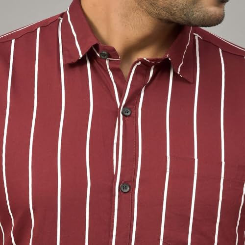 Image of Regular Fit Striped Lining Cotton Full Sleeve Casual Shirts for Men /Long Sleeves Cotton Striped, Cotton Shirt Crafted with Regular Sleeve, Comfort Fit & High-Performance for Everyday Wear