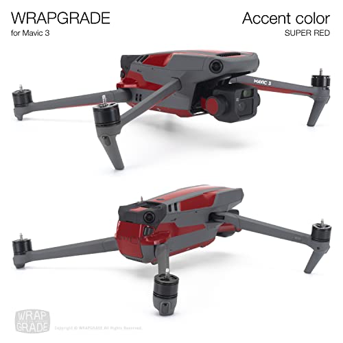 Image of WRAPGRADE Partial Skin Stickers for DJI Mavic 3 / Mavic 3 Classic Accent Color (SUPER RED)