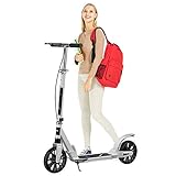 ✅ Paseo suave y rápido: el scooter de 2 ruedas con doble suspensión y ruedas grandes de material PU de 200 mm, reduce la vibración, es más cómodo y suave. Perfecto para pavimentos urbanos / urbanos / suburbanos