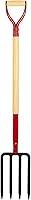 Dikuyeel Heavy Duty 4-Tine Garden Pitchfork with Wooden D-Handle, 45-Inch for Digging, Composting & Tough Soil
