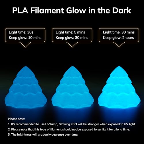 Image of Amolen Glow in the Dark Filament Pla, Silk & Glow Blue 3D Printer Filament 1.75mm Blue, Best with UV Lamps, Dimensional Accuracy + /- 0.02 mm 1KG(2.2lb), Compatible with Most 3D Printers