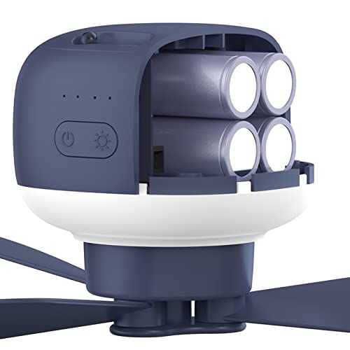 Ventilador de techo con mando y lámpara recargable de 4 velocidades para camping 7