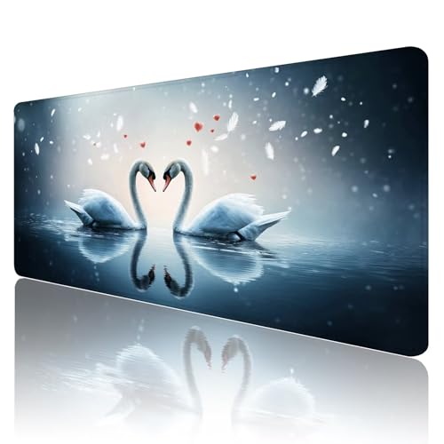 Tapis de souris imperméable XXL vert blanc à bords cousus anti-effilochage