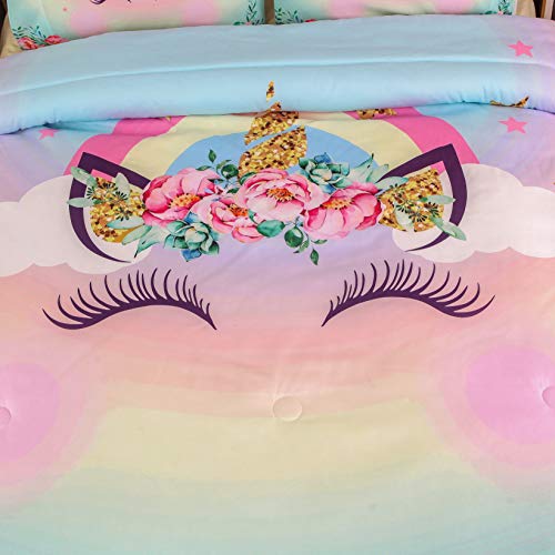 Htgroce Kids Twin Comforter Set For Girls,Unicorn Bedding Sets Printing Super Soft Microfiber, Twin Size 68"X 86",1 Quilt+1 Pillow Shams #TOP4