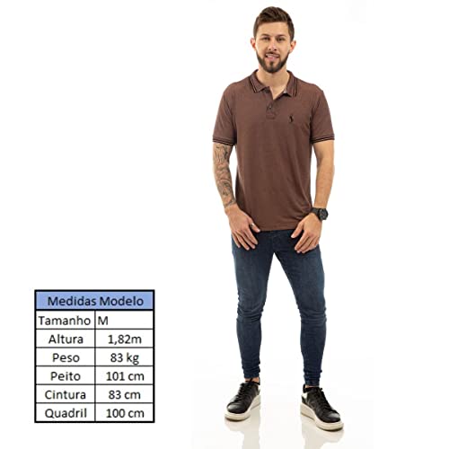 Camisa Polo Básica Piquet Viscose Jacquard Ponto John Pull (Tam: EGG - Cor: Preto+Rosa)