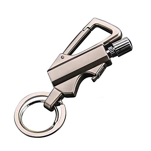 BIASTNR Permanent Metal Lighter, Keychain Outdoor Emergency Survival Gear with Flint Metal Matchstick Fire Starter, Kerosene Refillable, Modern Metallic Style