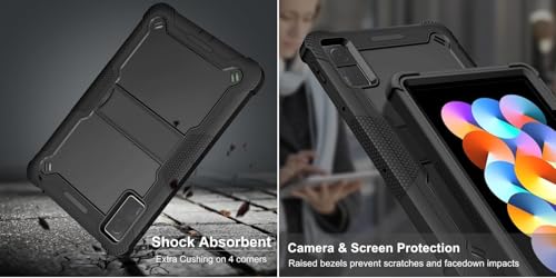 Image of WHITBULL Rugged Shockproof Heavy Duty Back Case Cover Compatible with Lenovo idea Tab 11 inch 2025 Case with S Pen Holder, Black