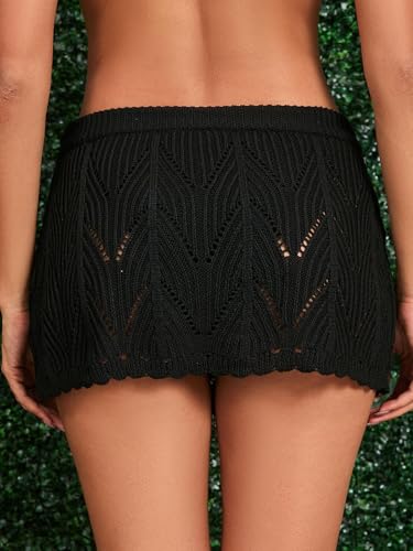 Image of Milumia Women Crochet Beach Mini Skirt Swim Bikini Cover Up Skirt Knit Swimsuit Bathing Suit Coverup