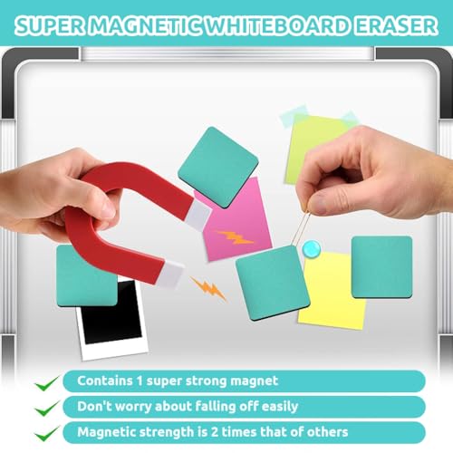 Image of HASTHIP 24 Pack Magnetic White Board Duster 5x5CM Double-Sided Magnetic Whiteboard Eraser EVA Felt Dry Erase Cleaner for Whiteboards