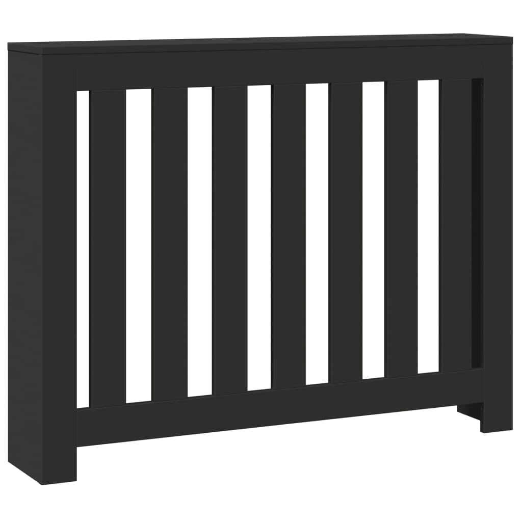 vidaXL Radiator Cover, Heater Cover for Living Room Hallway, Slat Cabinet for Decorative, Heater Shelf, Radiator Shelf, Black Engineered Wood