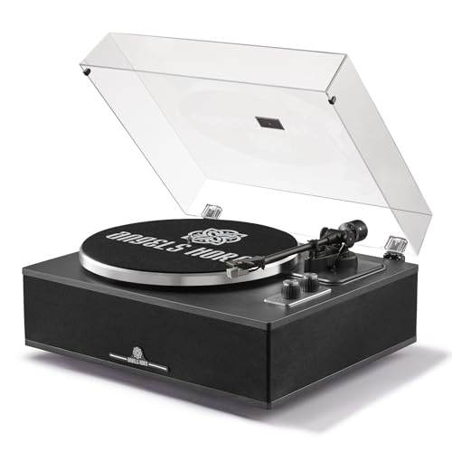 ANGELS HORN Bluetooth Vinyl Record Player with Built-in Speakers, Vintage Turntable for Beginners, Magnetic Cartridge AT-3600L, Belt Drive 2-Speed, for Music Lovers