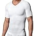findthem3859 Male Men's Posture Correction V Neck Slimming Shirt Body Sculpting Shaper Short Sleeve (L, White)