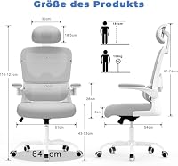 naspaluro Ergonomischer Bürostuhl, Dynamischer Lendenstütze Grau – Ansicht 2