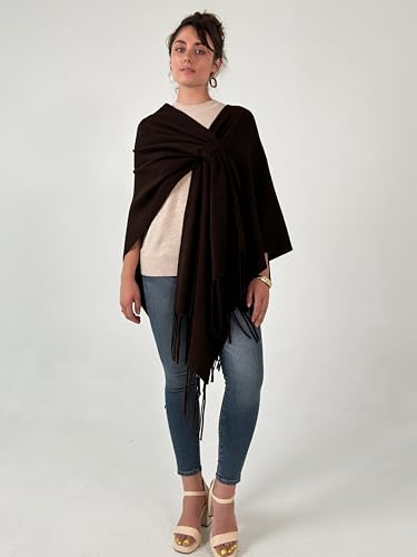 CATCHY & CRAFTY Women's Shawl Wrap Poncho Ruana Cardigan Stylish Cape for Women Open Front Sweater Blanket Holiday Gifts3
