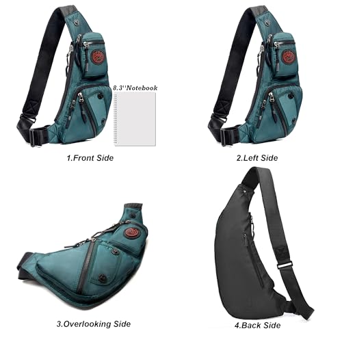 Image of NICGID Sling Bag Chest Shoulder Backpack Crossbody Bags Casual Daypack for Men Women, Dark Green-2620n, Small, Travel