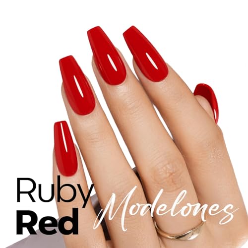 Image of modelones Ruby Red Gel Nail Polish 15ML, Hema Free Summer Soak-Off UV Gel Polish - 28+Days Long-Lasting Nail Art DIY Manicure Kit Home Salon Women Gifts