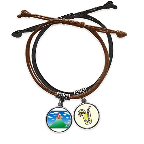 Bracelet cuir Mountain Cloud et chaîne en corde tressée main pour homme et femme