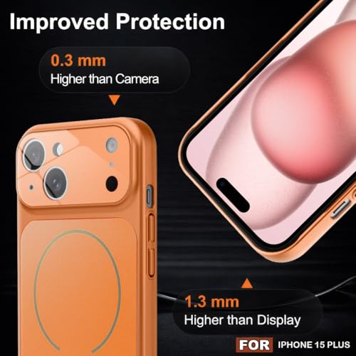Image of SHINESTAR Premium Luxury Case Compatible with iPhone 15 Plus | Protective Back Cover with Camera Lens Safety | Wireless Charging Support | Slim Fit Durable Design | Enhanced Grip Protection Orange