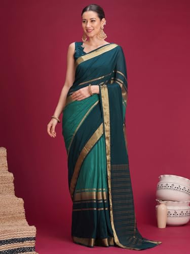 Image of AKHILAM Women's Mysore Silk Ombre Woven Design Saree With Unstitched Blouse Piece (KUSUM4101 NSM Parent)