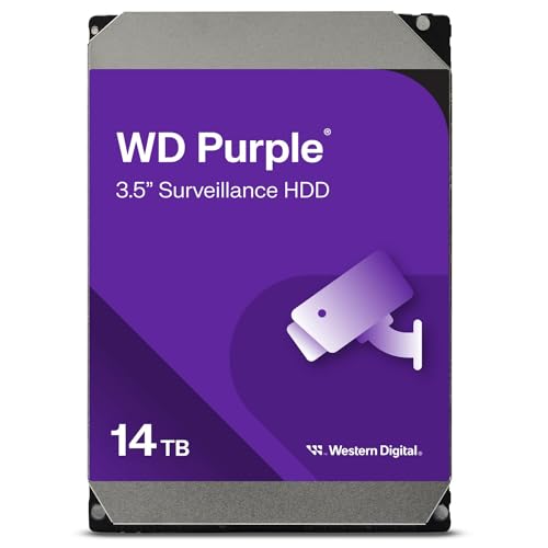 Image of WD Purple 14TB Surveillance Internal Hard Drive - 7200 RPM Class, SATA 6 Gb /s, 512 MB Cache, 3.5 inch - WD140PURZ