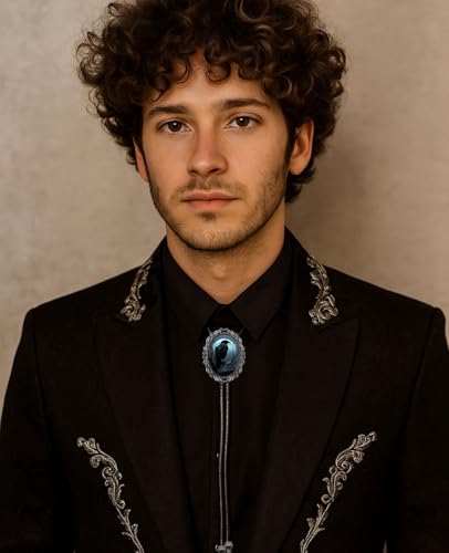 Image of PEARLY JUN Bolo Tie for Women Men Flower Rose Western Cowboy Brown Leather Country Style String Vest Gifts