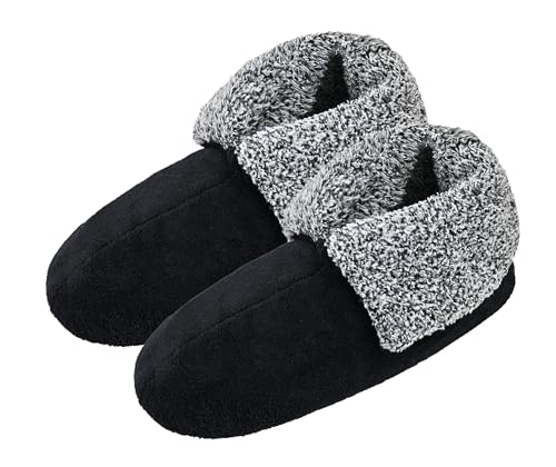 Panda Bros Men's Slipper Socks, Winter Non-Skid Warm Slipper Booties, Cozy Soft Indoor Socks with Fluffy Sherpa Lined
