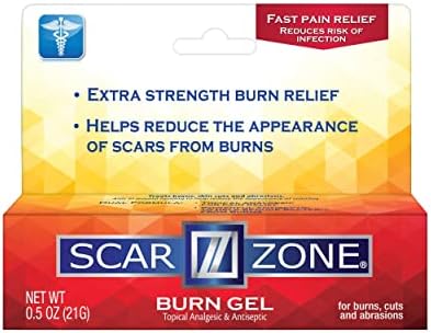 Scar Zone Burn Pain Relief Gel - Extra Strength Topical Analgesic, Treats Minor Cuts, Burns and Abrasions - (0.5 oz, Pack of 1)