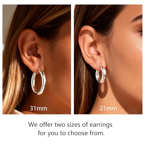 Image of Chunky Hoop Earrings for Women Small Huggie Hoops Earrings Fashion Jewelry