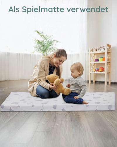 Lilian&Gema Babymatratze, Kindermatratze 60x120 cm, Babybett Matratze Hautfreundlicher Bezug Abnehmbar und Waschbar, Kinderbett oder Reisebett, Weich Atmungsaktiv Baby matratze aus Baumwolle