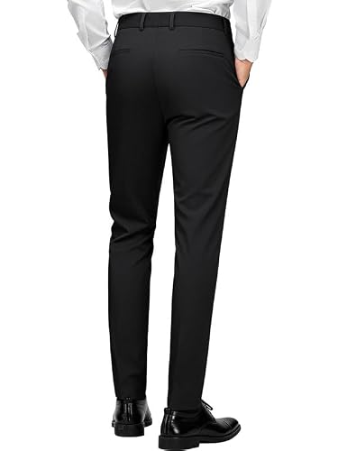 MAGE MALE Men\'s Skinny Stretch Dress Pants Slim Fit Suit Pants Black