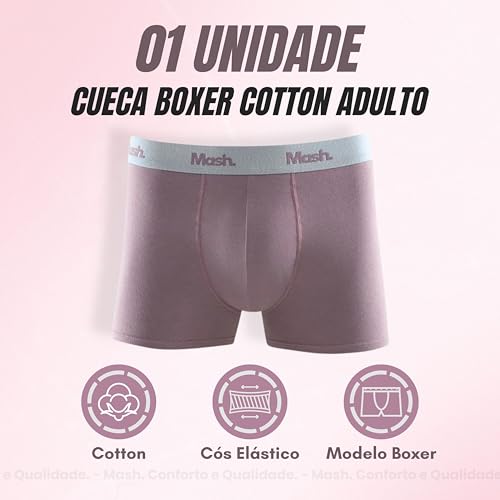 MASH Cueca Boxer Masculina Cotton Algodão Hipoalêrgenico, Rosa Queimado, M