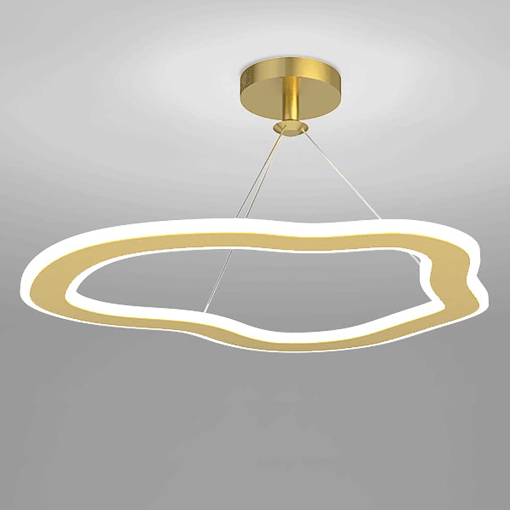 RAGGZZCreative Geometric Sultra-Thin Light, Dining Room Metal Hanging Lights, Modern Adjustable Led Suspension Lamp, Minimalist Kitchen Island Lighting Chandeliers/Gold/52Cm