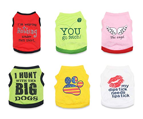 DroolingDog Puppy Clothes XS Dog T Shirt Girl Boy Dog Clothes for Small Dogs Pet Tshirts, Pack of 6, XS