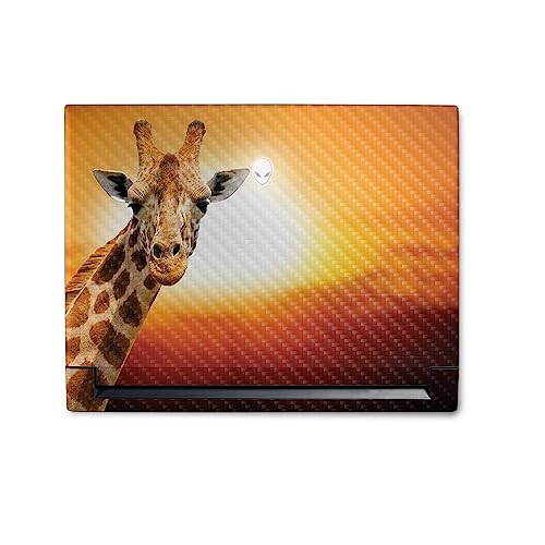 Image of MightySkins Carbon Fiber Skin Compatible With Alienware M18 R1 (2023) Full Wrap Kit - Sunset Giraffe | Protective Durable Textured Carbon Fiber Finish | Easy To Apply & Change Styles | Made in the USA