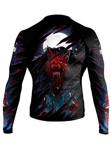 Raven Fightwear Men's The Lycan Rash Guard MMA BJJ Black X-Large