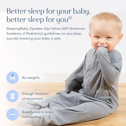 Image of SleepingBaby Zipadee-Zip Transition Swaddle - Cozy Baby Swaddle Blanket with Zipper Convenience - Roomy Wearable Blanket for Easy Diaper Changes - Heather Grey, Medium (6-12 Month)