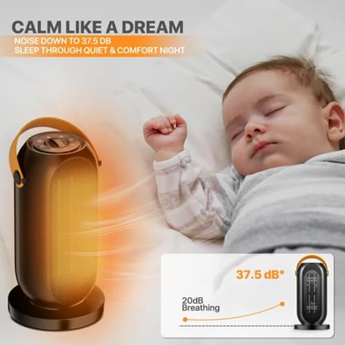 Portable Space Heater, Electric Heater Fan, Energy Efficient Electric Heater, 600/1200W PTC Ceramic Heater with Tip-Over&Overheat Protection, 90°Oscillation, 6 Modes Adjustable Heater for Home, Office - Image 5