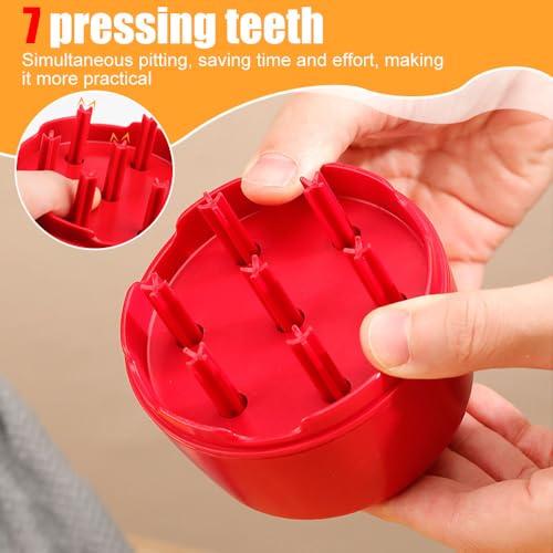 Cherry Pitter Tool,Push-Down Fruit Pit Remover 8 Holes Cherry Pitter with Kernel Collection Bin for Kitchen Cake Shop