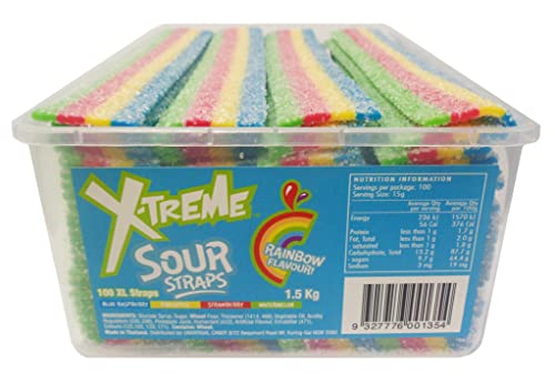Universal Candy Xtreme XL Rainbow Flavour Sour Straps 1.5 kg