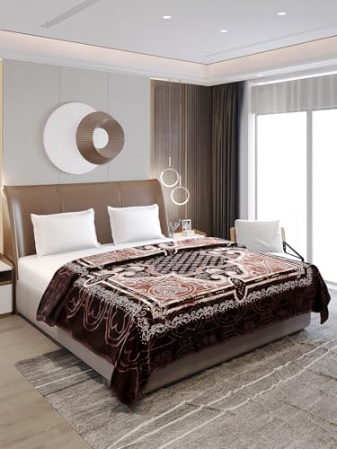 Image of Monte Carlo Regal Gold Double Bed Winter Blanket Single Ply 510 GSM | 2.5 KG (210 x 205 CM) Coffee White 05
