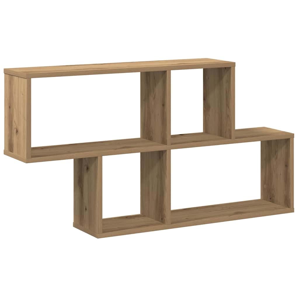 Scaffale da parete in rovere Artisan, 100 x 18 x 53 cm, mensola sospesa in legno per soggiorno e ufficio, mensola da parete con molto spazio per libri e DVD, portata 40 kg