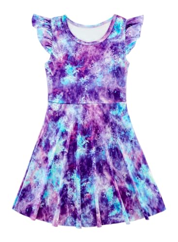 Little Girls Birthday Party Decorations Dress Tye Dye Skater Swing Twirly Sundress Dark Purple 2-3T