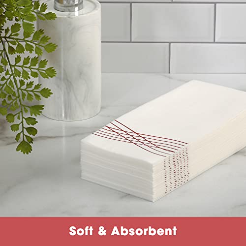 By Madee 50 Pcs PREMIUM Holiday Napkins Disposable | Red Disposable Napkins | Cloth Like Christmas Disposable Hand Towels for Bathroom | Metallic Foil Stamped | Thicker and Softer than Others – Image 2