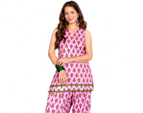 Image of LookMark Women's Rayon Printed Kurta Set with Farshi Salwar | Traditional Ethnic Co-ord Set for Women | Office, Casual Wear-AZ-YS-OG3-KS2337