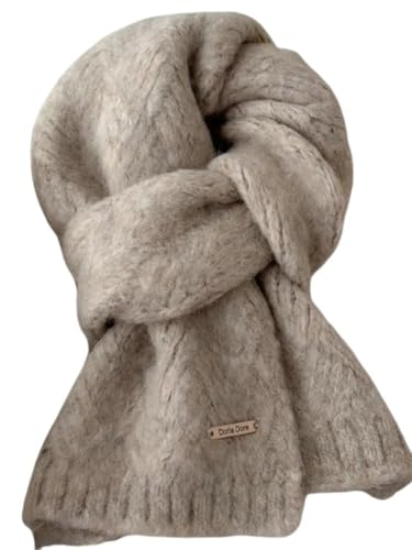 Bagkeak Wool Blend Solid Color Knitted Scarf for Women Warm Shoulder Wrap Versatile Layering Accessory for Fall