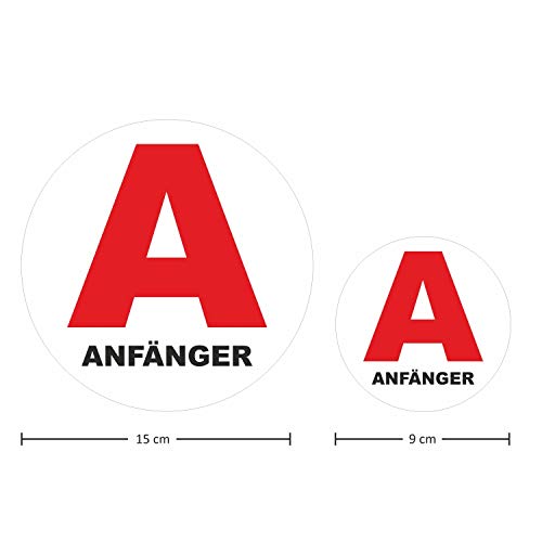 Anfänger Fahrzeug-Magnet rotes A Symbol I 15 cm Rund I Fahranfänger Kennzeichnung A-Plakette International I kfz620
